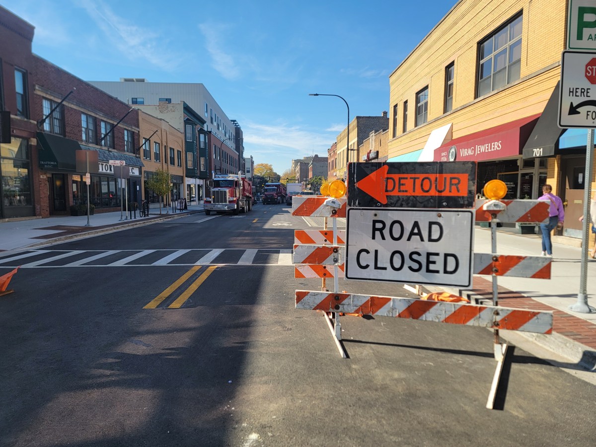 Main Street partly closed again for construction of raised crosswalk